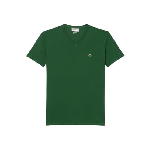 Lacoste Men's Classic V-Neck Pima Cotton Tee in Green - Image 5