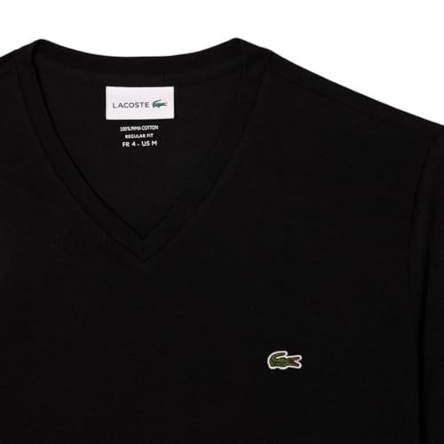 Lacoste Men's V-Neck Cotton Tee in Black - Large - Image 9