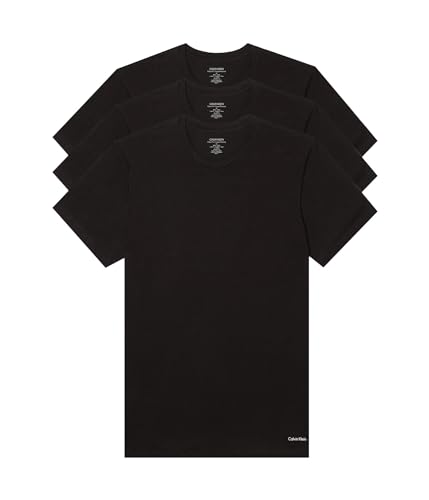 Calvin Klein Men's Cotton Classics 3-Pack Undershirts - Black Crewneck, XL