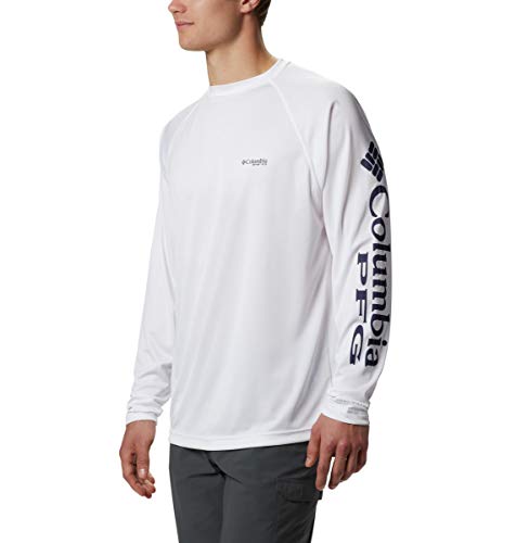 Columbia Men's Terminal Tackle Long Sleeve Fishing Shirt - White/Nightshade Logo