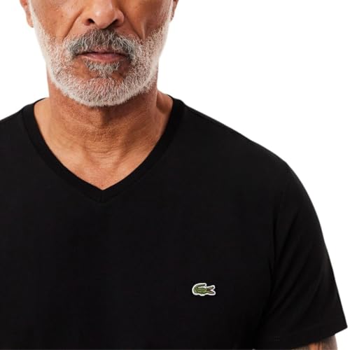 Lacoste Men's V-Neck Cotton Tee in Black - Large - Image 2
