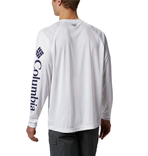Columbia Men's Terminal Tackle Long Sleeve Fishing Shirt - White/Nightshade Logo - Image 2