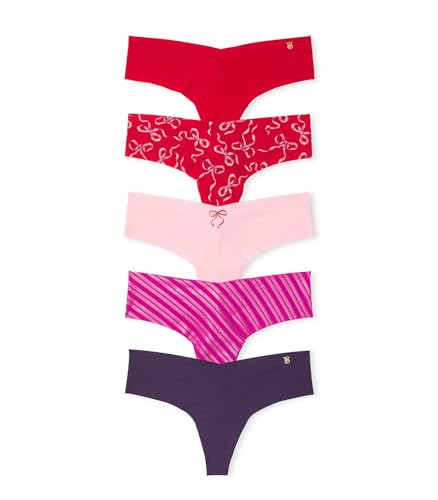 Victoria's Secret Women's No Show Thong Underwear Multi Pack - Bows