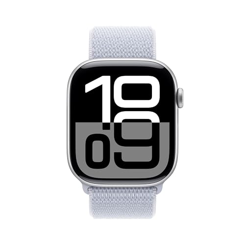 Apple Watch Series 10 [GPS 46mm] - Smartwatch with Silver Aluminium Case and Blue Cloud Sport Loop - Image 3