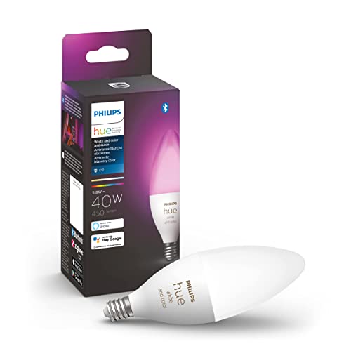 Philips Hue Smart 40W B39 Candle-Shaped LED Bulb - Color-Changing Light