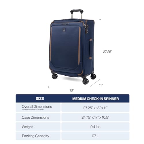 Travelpro Crew Classic Expandable Spinner Luggage - Patriot Blue, 25-inch - Image 6