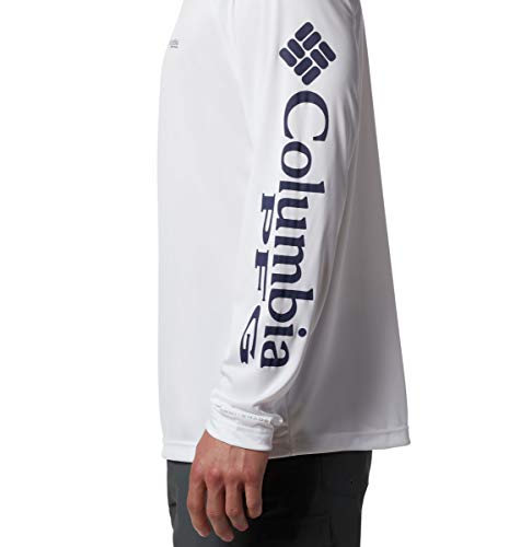Columbia Men's Terminal Tackle Long Sleeve Fishing Shirt - White/Nightshade Logo - Image 3