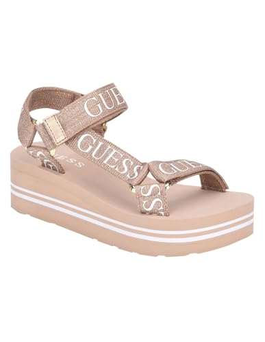 GUESS Women's AVIN Rose Gold Wedge Sandal, Size 8