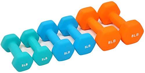 Fitvids Set of 6 Neoprene Dumbbell Hand Weights (3/5/8 lbs) with Rack - Image 3