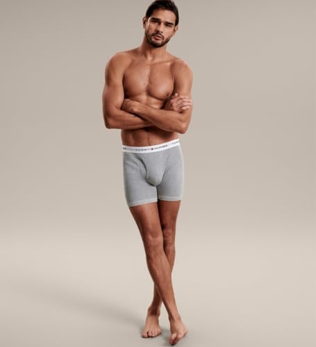 Tommy Hilfiger Men's 4 Pocket Boxer Brief, Grey/Navy, X-Large - Image 6