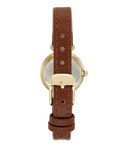 Anne Klein Women's Gold-Tone Champagne Dial Leather Strap Watch - Image 2