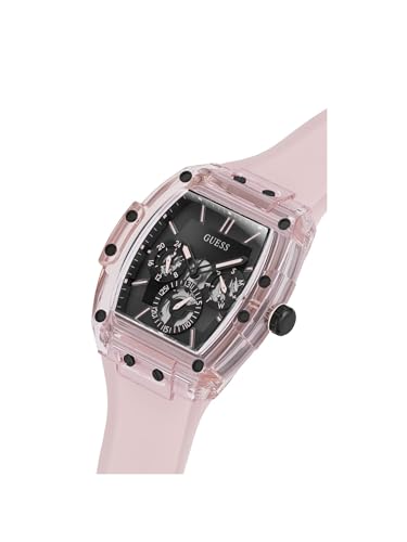 GUESS Men's 43mm Watch - Pink Strap, Black Dial - Image 5