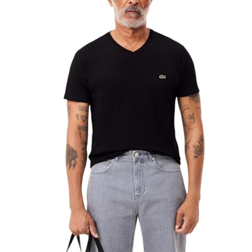 Lacoste Men's V-Neck Cotton Tee in Black - Large - Image 6