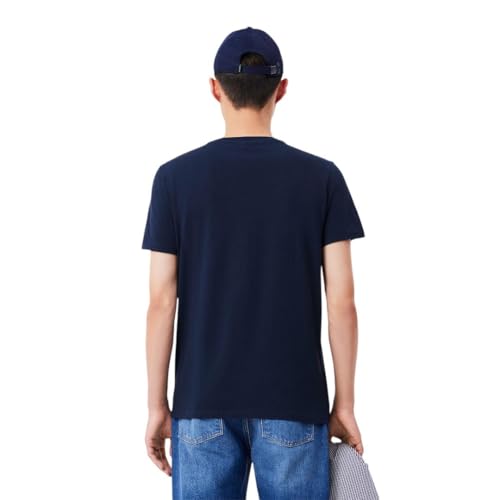 Lacoste Men's V-Neck Pima Cotton Tee in Navy, Medium - Image 3