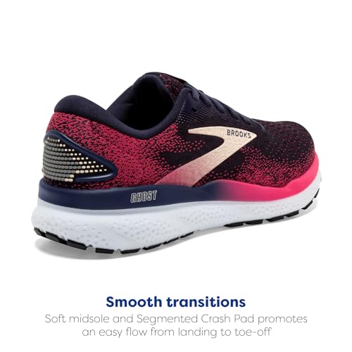 Brooks Women’s Ghost 16 Neutral Running Shoe - Peacoat/Raspberry/Apricot - 8.5 Wide - Image 3