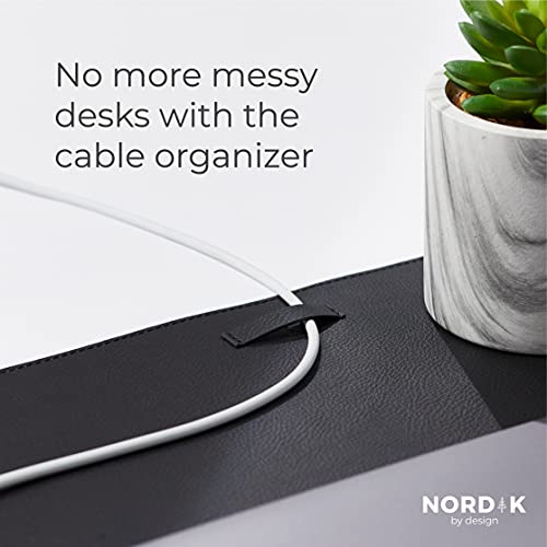 Nordik Leather Desk Mat & Cable Organizer - Pebble Black, 35 x 17 inches - Image 3