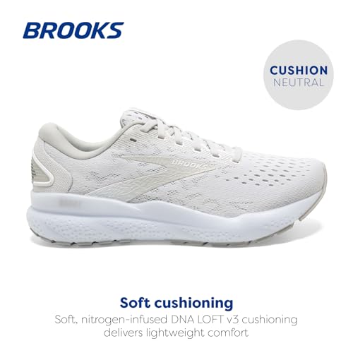 Brooks Women’s Ghost 16 Neutral Running Shoe - White/Grey - Size 8.5 - Image 2