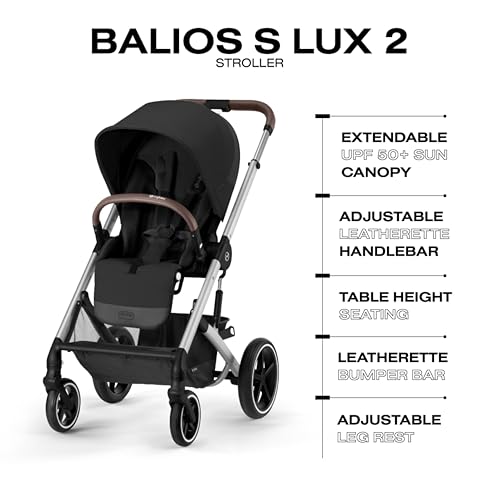 Cybex Balios S Lux Toddler and Baby Stroller - Silver Frame/Moon Black Seat - Image 5