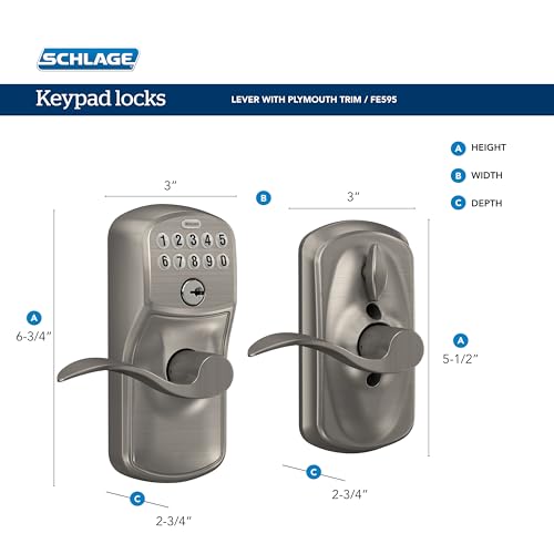 SCHLAGE Brushed Chrome Electronic Keypad Lock with Elan Lever - Image 3