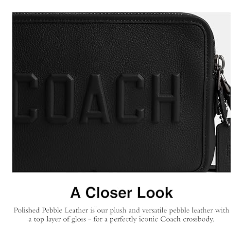 Coach Men's Charter Crossbody 24 - Elegant Black Leather - Image 4