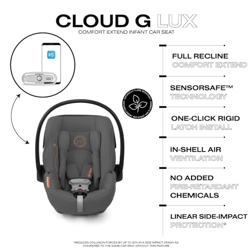 Cybex Cloud G Lux Comfort Extend Infant Car Seat - Lava Grey - Image 5