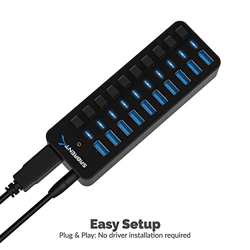 Sabrent 10-Port USB 3.0 Hub with Individual Power Switches - Image 3