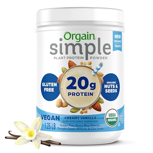 Orgain Organic Simple Vegan Protein Powder, Vanilla - 20g Plant Based Protein