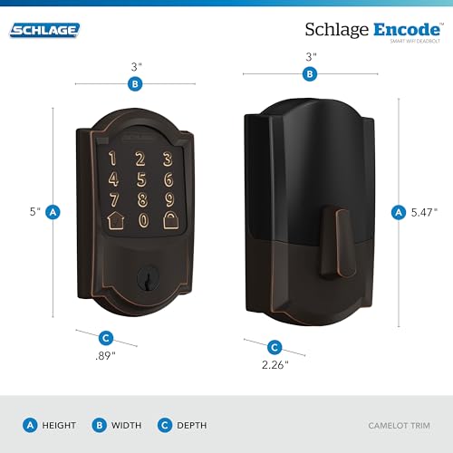 SCHLAGE Encode Smart Wi-Fi Deadbolt with Camelot Trim in Aged Bronze - Image 3