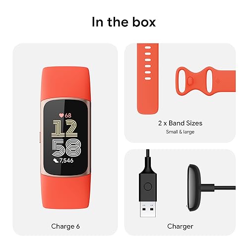 Fitbit Charge 6 Fitness Tracker with Google Apps - Gold/Coral - Image 8