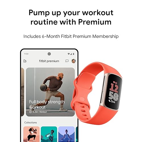 Fitbit Charge 6 Fitness Tracker with Google Apps - Gold/Coral - Image 9