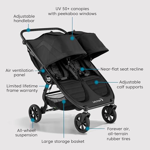 Baby Jogger City Mini GT2 All-Terrain Double Stroller - Jet Black - Image 7