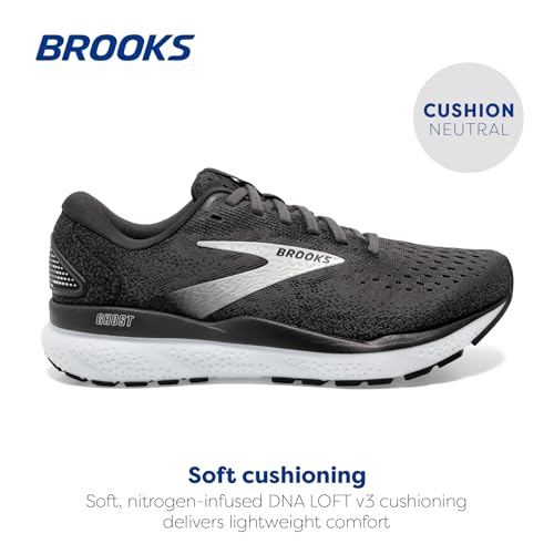 Brooks Men’s Ghost 16 Neutral Running Shoe - Black/Grey/White - Image 2