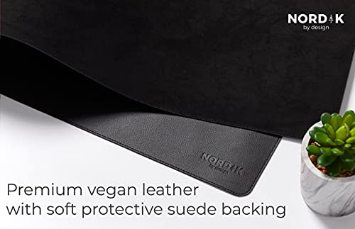 Nordik Leather Desk Mat & Cable Organizer - Pebble Black, 35 x 17 inches - Image 4