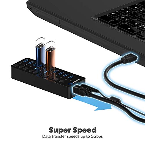 Sabrent 10-Port USB 3.0 Hub with Individual Power Switches - Image 5