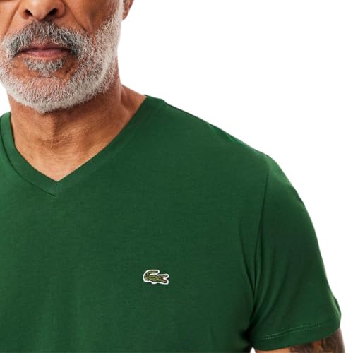 Lacoste Men's Classic V-Neck Pima Cotton Tee in Green - Image 2