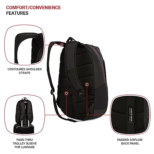 SwissGear MetroEdge 16-Inch Laptop Backpack - Black/Charcoal - Image 2