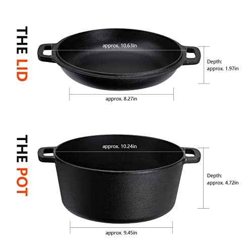 Overmont 2-in-1 Pre-Seasoned Dutch Oven with Skillet Lid - Image 4