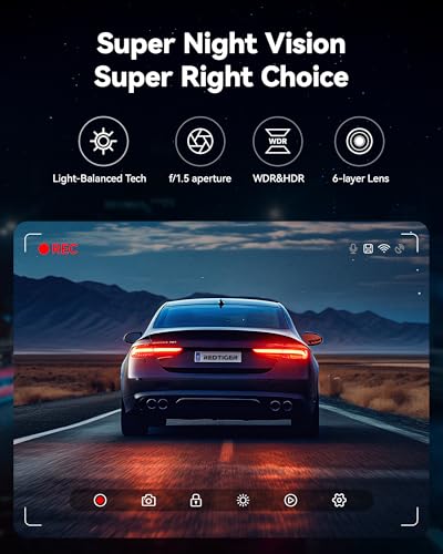 REDTIGER 4K Dual Dash Cam with GPS & Night Vision - Image 4