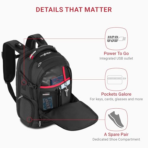 SwissGear Travel Tech Elite 16'' Laptop Backpack, Black Dot - Image 3