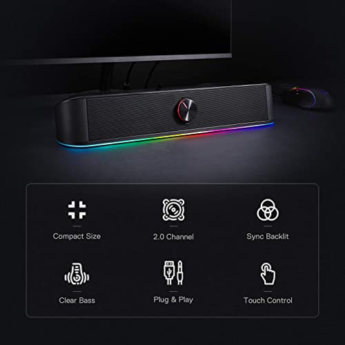 Redragon GS560 RGB Desktop Soundbar - 2.0 Channel Speaker - Image 6