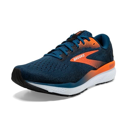 Brooks Men’s Ghost 16 Neutral Running Shoe - Blue/Black/Nasturtium, Size 12.5