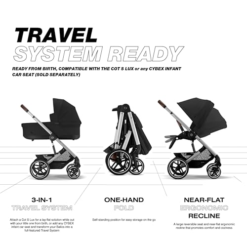 Cybex Balios S Lux Toddler and Baby Stroller - Silver Frame/Moon Black Seat - Image 3
