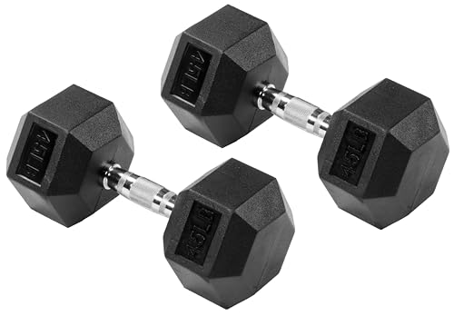 Fitvids 45LB Hex Dumbbell Pair - Rubber Encased - Image 2