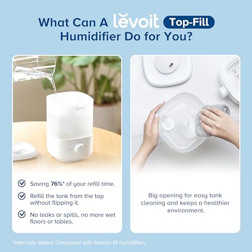 LEVOIT 2.5L Top-Fill Quiet Cool Mist Humidifier for Large Rooms - Image 3