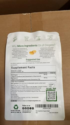 Micro Ingredients Oil of Oregano & Black Seed Oil, 300 Softgels - Image 7