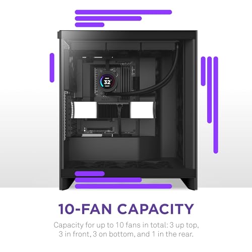 NZXT H7 Flow 2024 - Mid-Tower ATX Airflow Case with 3 Pre-Installed Fans - Image 7