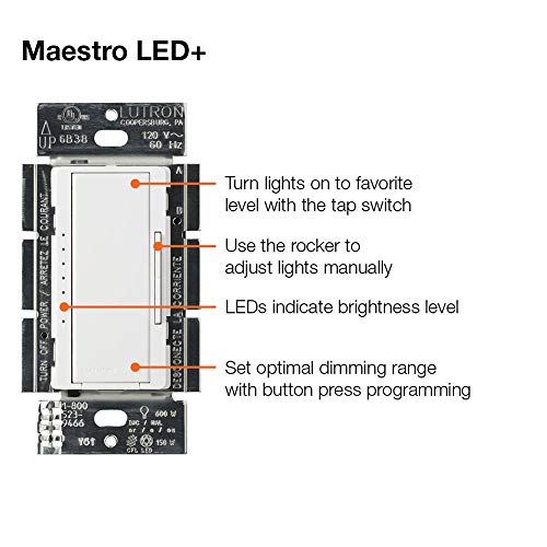 Lutron Maestro LED+ Dimmer Switch - White - Image 10