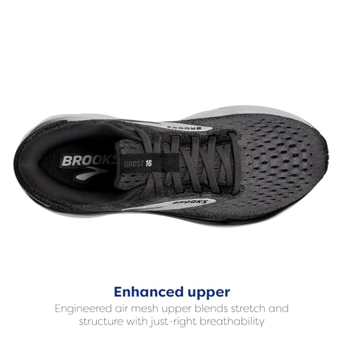 Brooks Men’s Ghost 16 Neutral Running Shoe - Black/Grey/White - Image 4