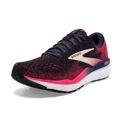 Brooks Women’s Ghost 16 Neutral Running Shoe - Peacoat/Raspberry/Apricot - 8.5 Wide