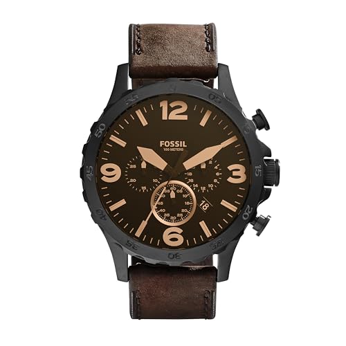 Fossil Men's Nate Chronograph Watch - Black & Dark Brown